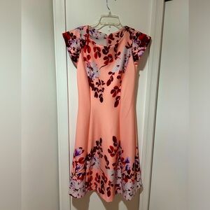 Peach Floral Skater Dress